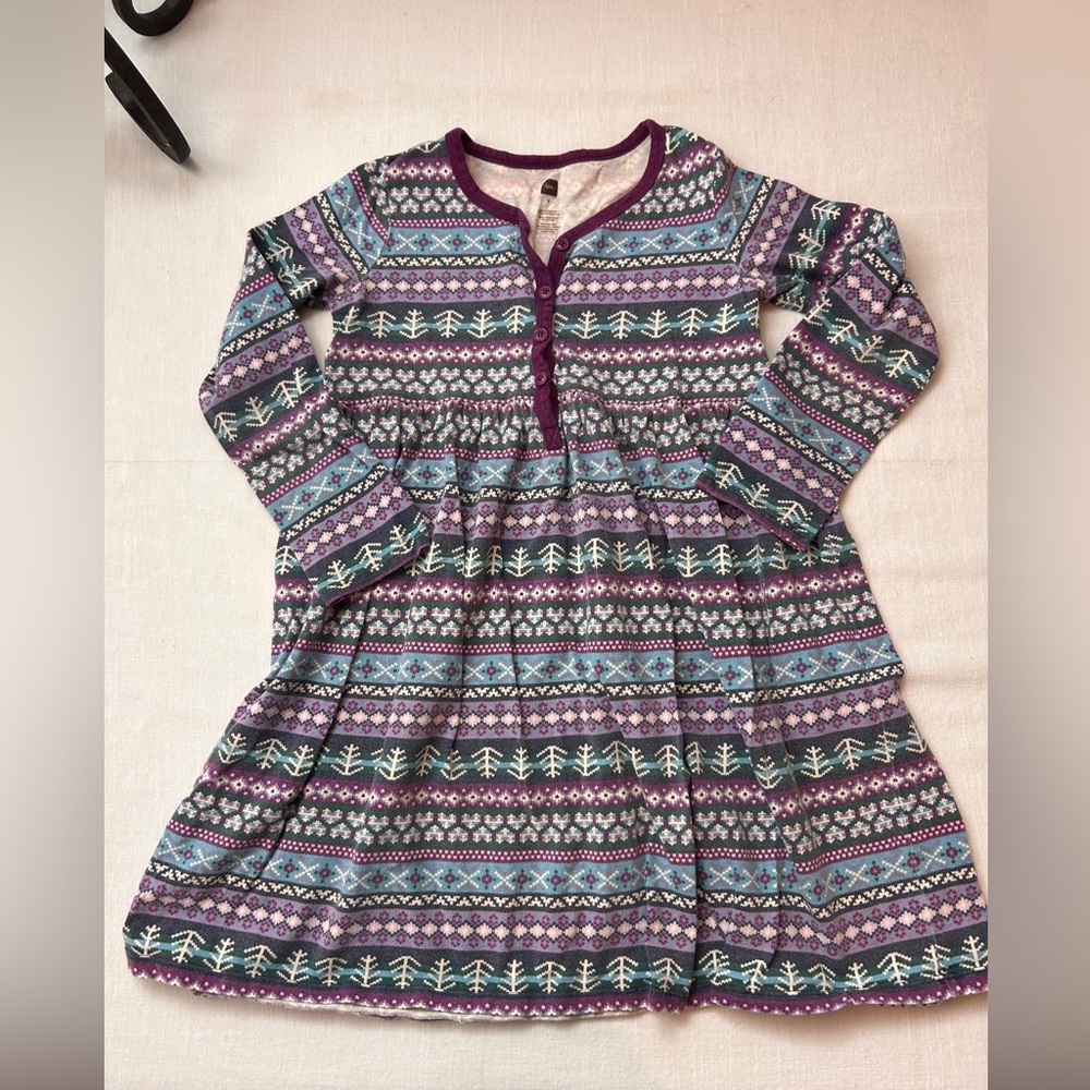 Tea Collection Girls Patterned Long Sleeve Dress Size 7